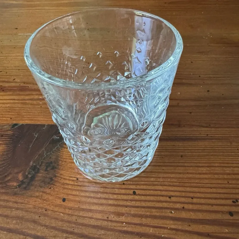 Libbey Clear Cut Glass Tumbler 4” Tall Diamond Cut -One Pc. - Picture 4 of 11
